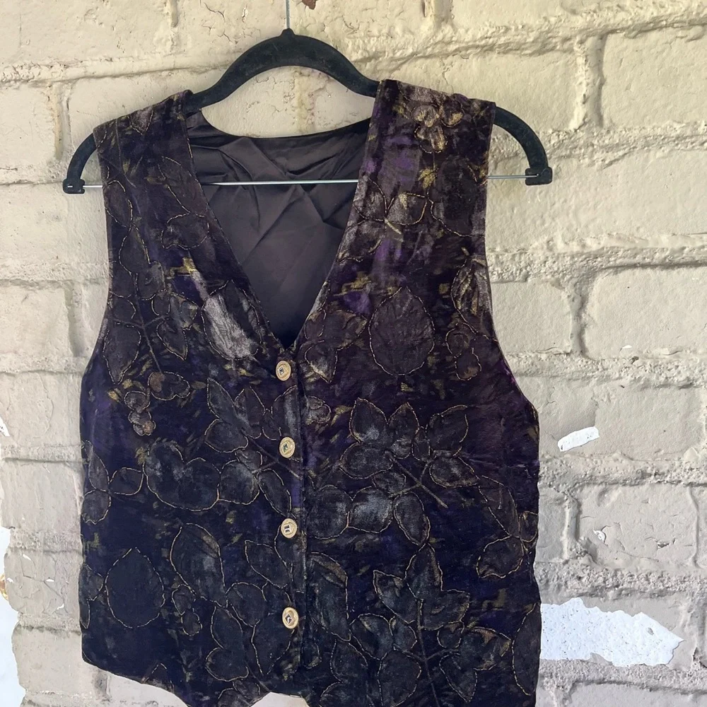 Purple & Black Velvet Leaf & Glitter Detail Special Occasion Vest - Picture 8 of 8